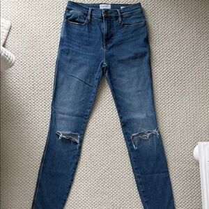 Frame Denim Blue Distressed Skinny Jeans
